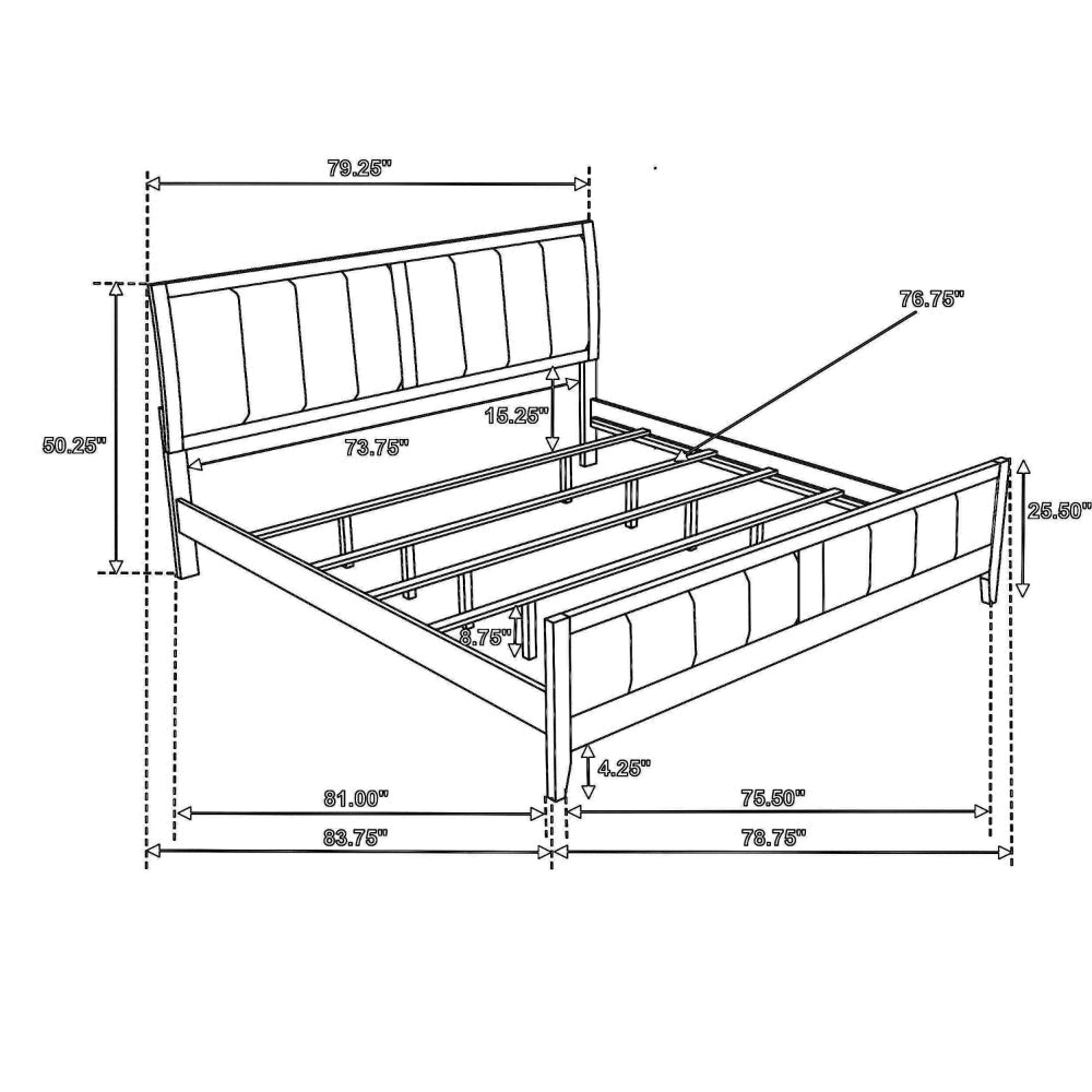 Wily King Size Bed Channel Tufted Upholstered Headboard Dark Brown