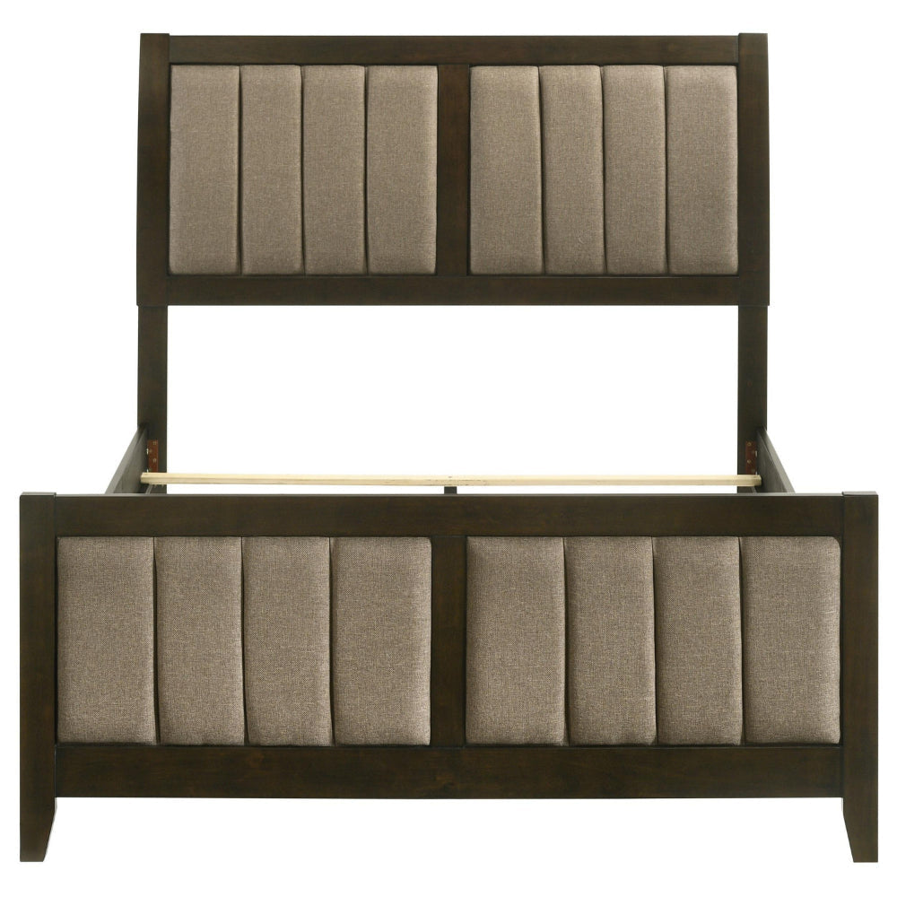 Wily Full Size Bed Channel Tufted Upholstered Headboard Dark Brown