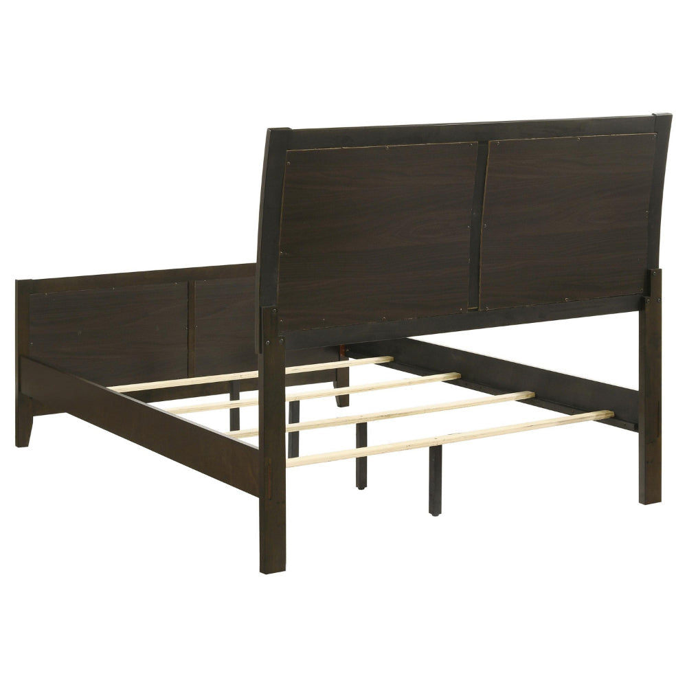 Wily Full Size Bed Channel Tufted Upholstered Headboard Dark Brown