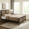 Wily Full Size Bed, Channel Tufted Upholstered Headboard, Dark Brown
