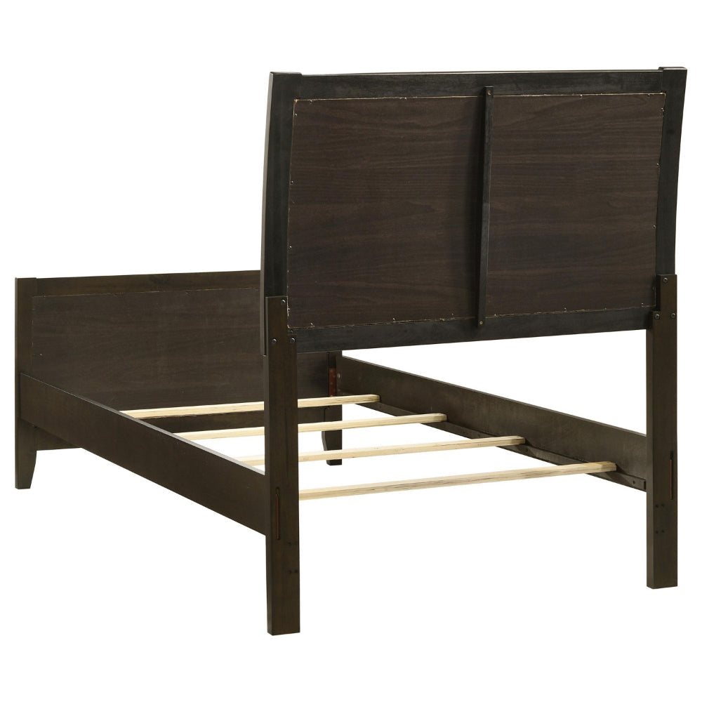 Wily Twin Size Bed Channel Tufted Upholstered Headboard Dark Brown