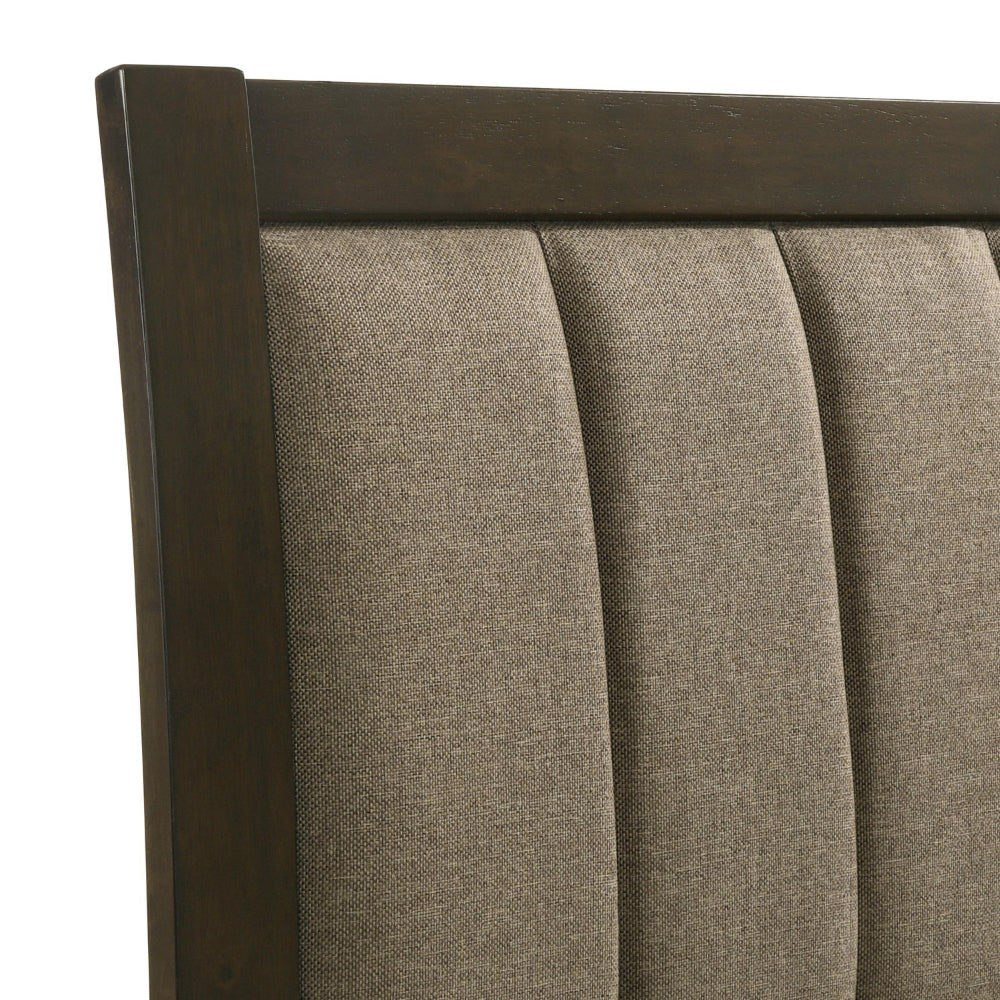 Wily Twin Size Bed Channel Tufted Upholstered Headboard Dark Brown