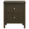 Wily Nightstand Dark Brown Wood 2 Drawers with Round Nickel Knobs BM328673