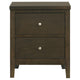 Wily Nightstand Dark Brown Wood 2 Drawers with Round Nickel Knobs BM328673