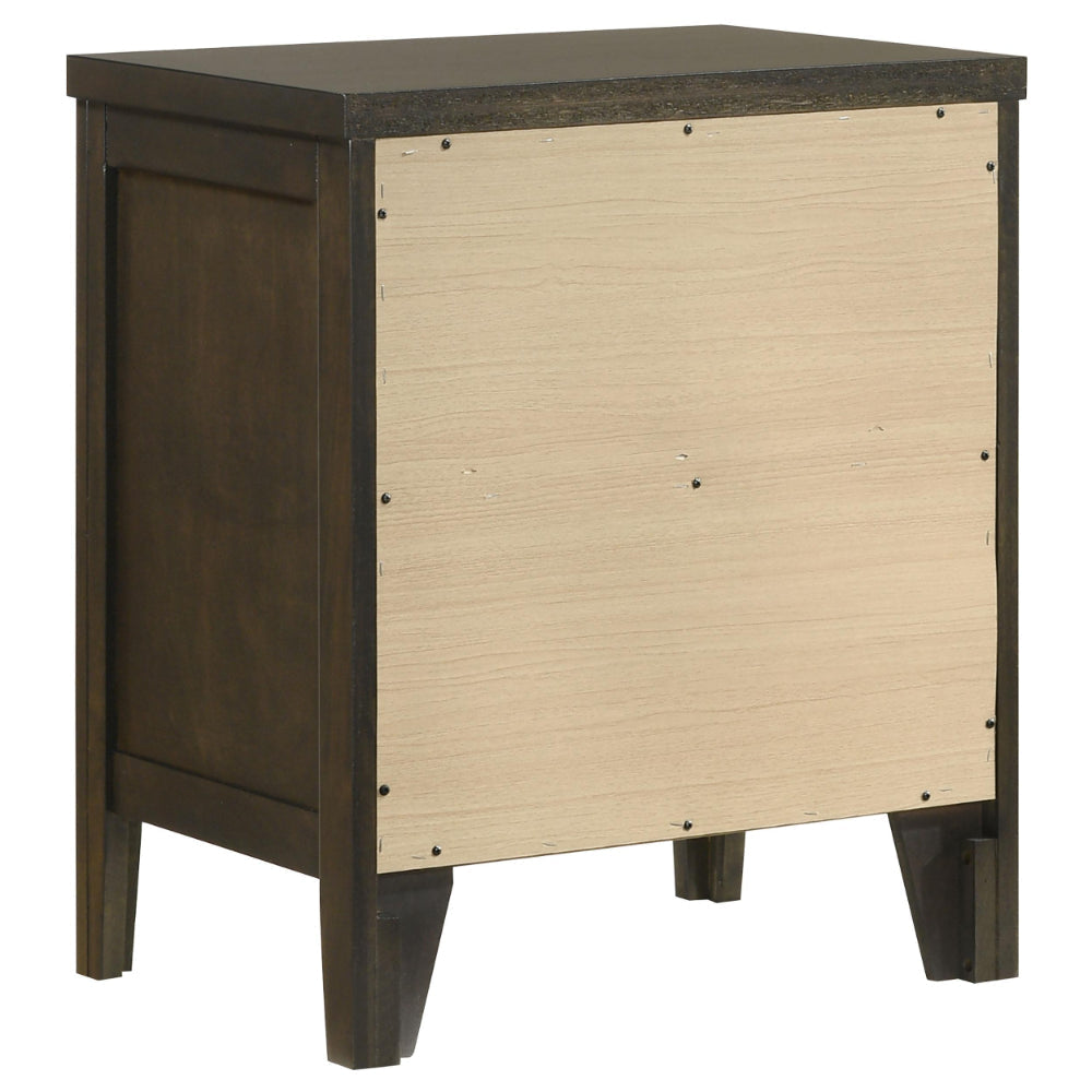 Wily Nightstand Dark Brown Wood 2 Drawers with Round Nickel Knobs BM328673