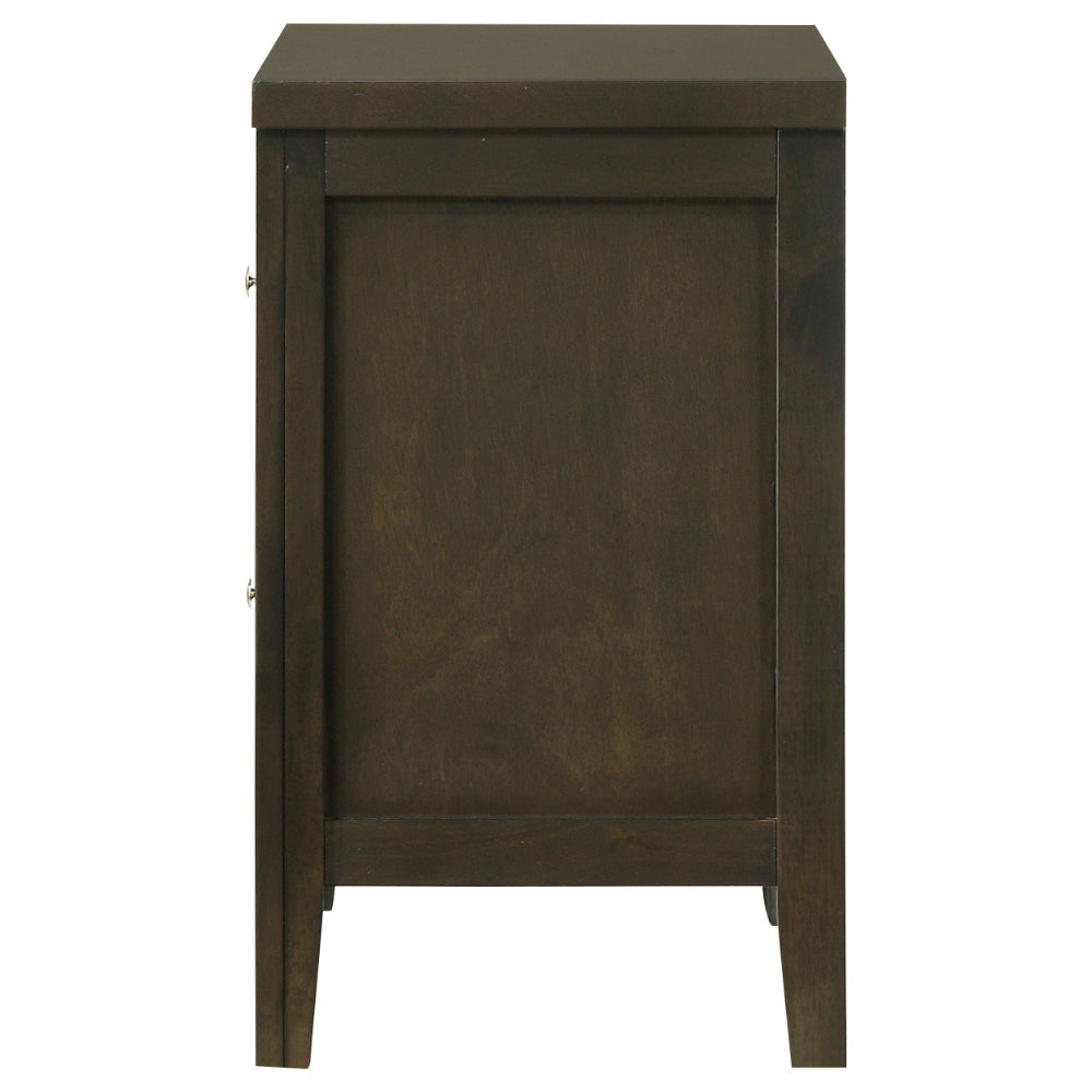 Wily Nightstand Dark Brown Wood 2 Drawers with Round Nickel Knobs BM328673