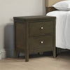 Wily Nightstand Dark Brown Wood 2 Drawers with Round Nickel Knobs BM328673