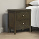 Wily Nightstand, Dark Brown Wood, 2 Drawers with Round Nickel Knobs