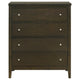 Wily Tall Dresser Chest Dark Brown Wood 4 Drawer Round Nickel Knobs BM328675