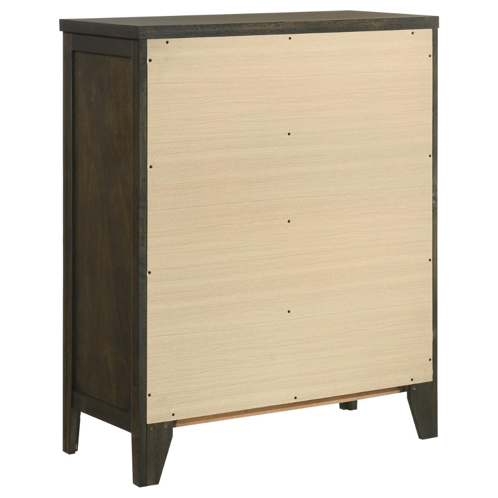 Wily Tall Dresser Chest Dark Brown Wood 4 Drawer Round Nickel Knobs BM328675