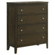 Wily Tall Dresser Chest, Dark Brown Wood, 4 Drawer, Round Nickel Knobs
