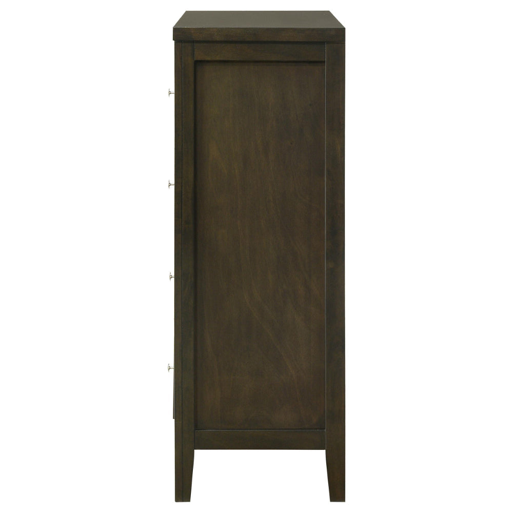 Wily Tall Dresser Chest Dark Brown Wood 4 Drawer Round Nickel Knobs BM328675