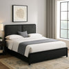 Cavy King Size Bed, Channel Tufted Upholstered Headboard, Black Gray