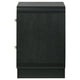 Cavy Nightstand 2 Storage Drawers Black Wood Round Gold Knobs BM328678