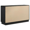 Cavy Wide Dresser 6 Storage Drawers Black Wood Round Gold Knobs BM328679