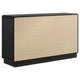 Cavy Wide Dresser 6 Storage Drawers Black Wood Round Gold Knobs BM328679