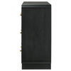 Cavy Wide Dresser 6 Storage Drawers Black Wood Round Gold Knobs BM328679