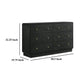 Cavy Wide Dresser 6 Storage Drawers Black Wood Round Gold Knobs BM328679