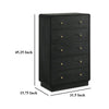 Cavy Tall Dresser Chest 6 Drawers Black Wood Round Gold Knobs BM328680