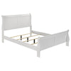 Nim Queen Size Bed, Sleigh Panel Headboard Design, White, Low Profile