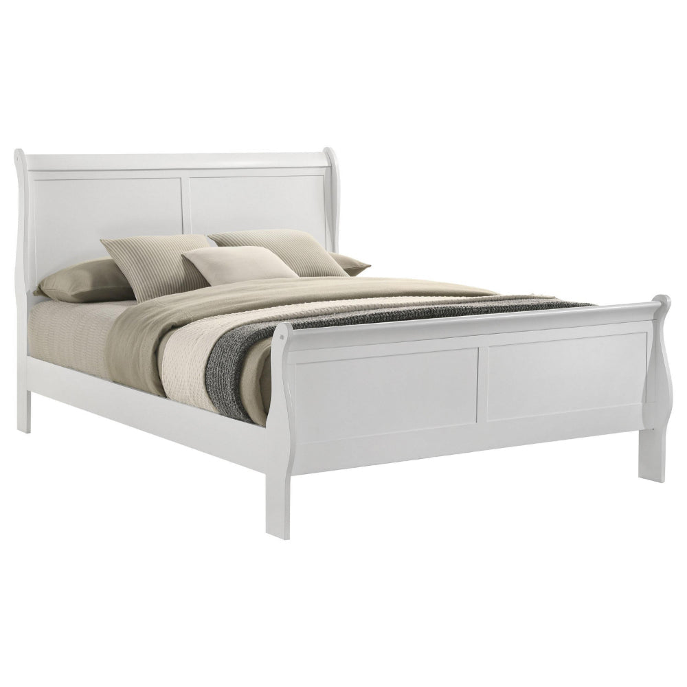 Nim King Size Bed Sleigh Panel Headboard Design White Low Profile