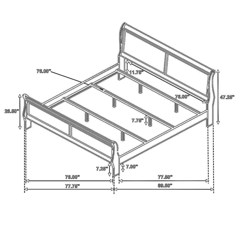 Nim King Size Bed Sleigh Panel Headboard Design White Low Profile