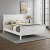 Nim King Size Bed, Sleigh Panel Headboard Design, White, Low Profile