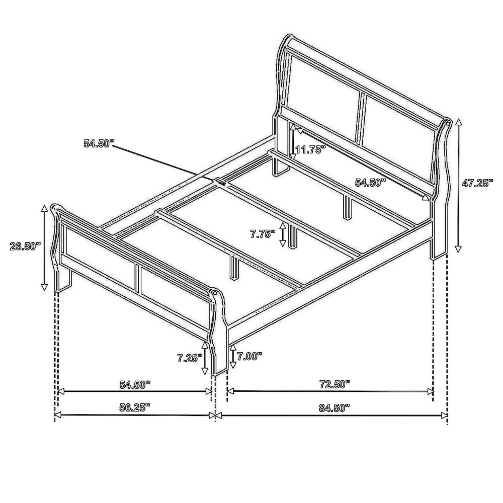 Nim Full Size Bed Sleigh Panel Headboard Design White Low Profile