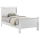 Nim Twin Size Bed Sleigh Panel Headboard Design White Low Profile