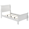 Nim Twin Size Bed, Sleigh Panel Headboard Design, White, Low Profile