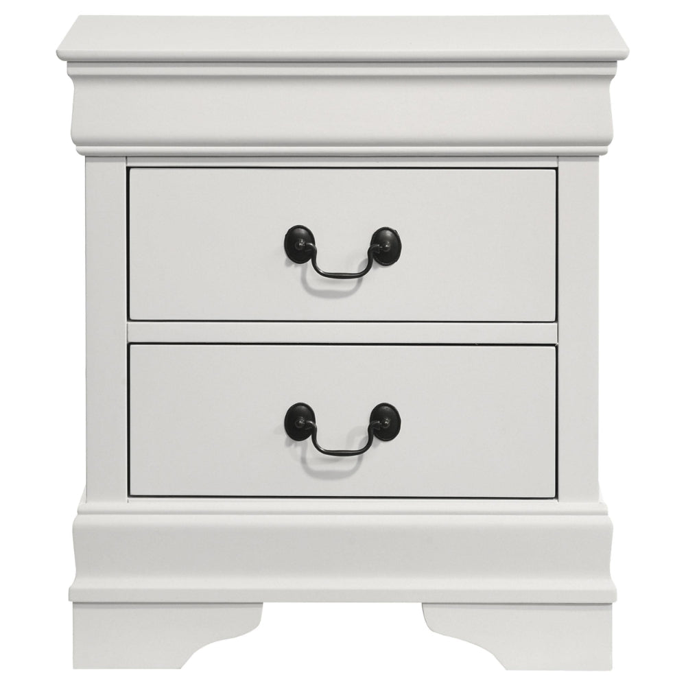 Nim Nightstand 2 Storage Drawers 24 Inch Classic White Molded Trim BM328685