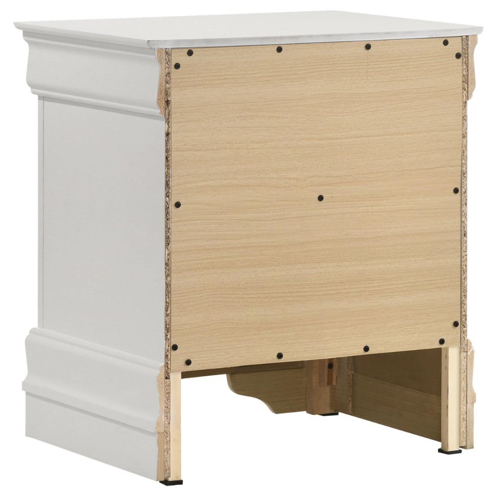 Nim Nightstand 2 Storage Drawers 24 Inch Classic White Molded Trim BM328685