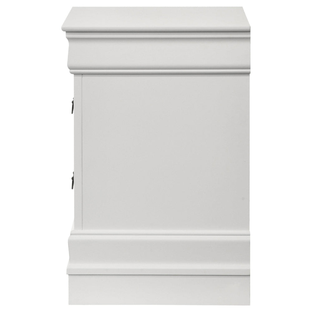 Nim Nightstand 2 Storage Drawers 24 Inch Classic White Molded Trim BM328685