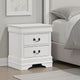 Nim Nightstand, 2 Storage Drawers, 24 Inch, Classic White Molded Trim