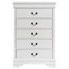 Nim Tall Dresser Chest 5 Storage Drawers Classic White Molded Trim BM328687