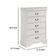 Nim Tall Dresser Chest 5 Storage Drawers Classic White Molded Trim BM328687