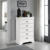 Nim Tall Dresser Chest, 5 Storage Drawers, Classic White Molded Trim