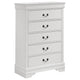 Nim Tall Dresser Chest, 5 Storage Drawers, Classic White Molded Trim
