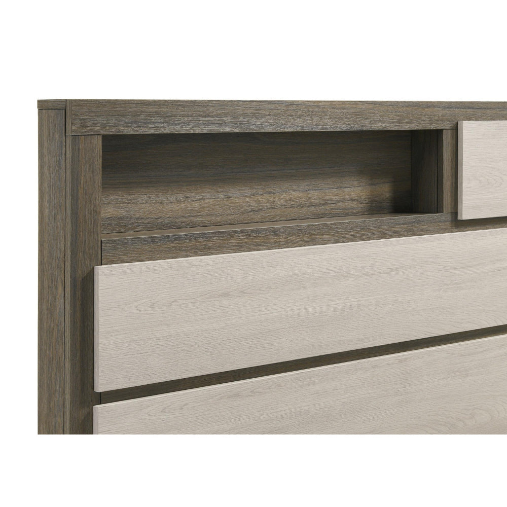 Fene California King Bed Bookcase Headboard Gray Hidden Storage BM328690
