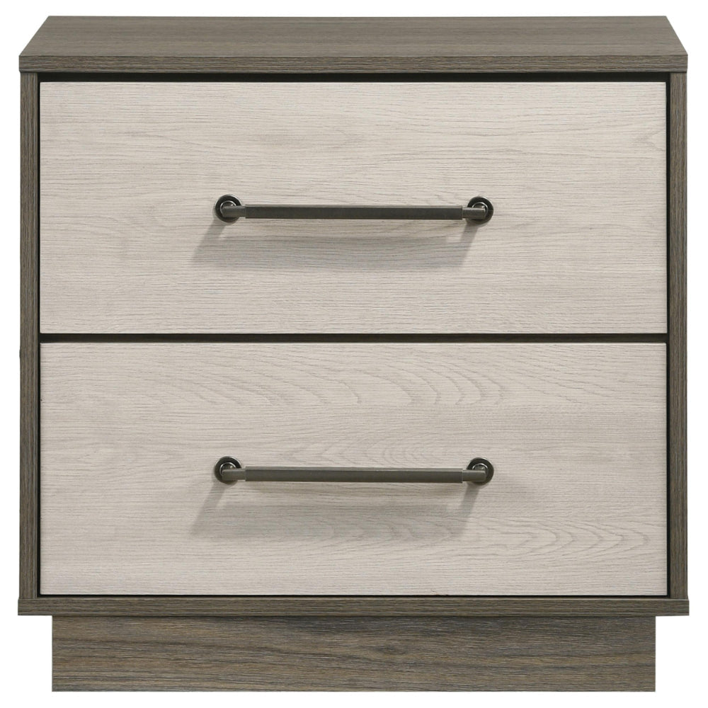 Fene Nightstand 2 Storage Drawers with Nickel Handles 24 Inch Gray BM328691