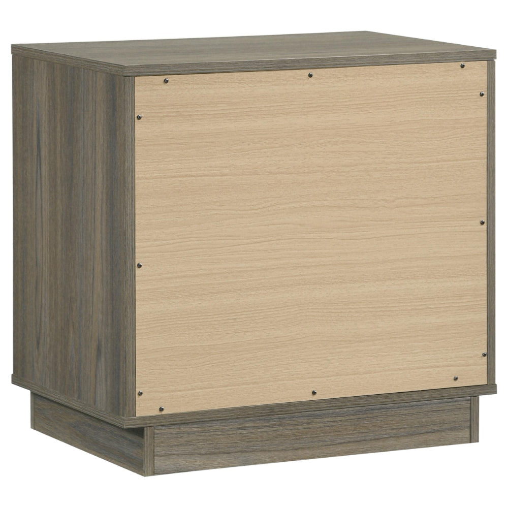 Fene Nightstand 2 Storage Drawers with Nickel Handles 24 Inch Gray BM328691