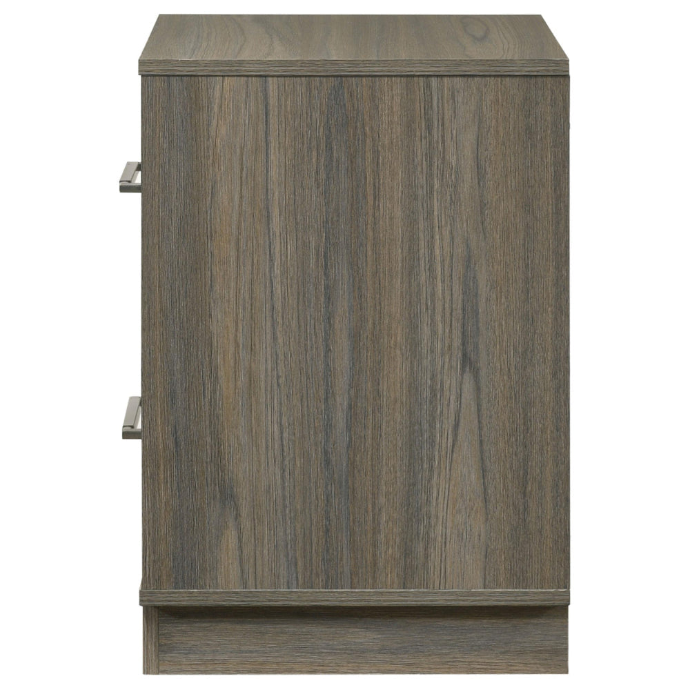 Fene Nightstand 2 Storage Drawers with Nickel Handles 24 Inch Gray BM328691