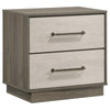 Fene Nightstand, 2 Storage Drawers with Nickel Handles, 24 Inch Gray
