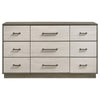 Fene Wide Dresser 9 Storage Drawers with Nickel Bar Handles Gray BM328692