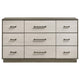 Fene Wide Dresser 9 Storage Drawers with Nickel Bar Handles Gray BM328692