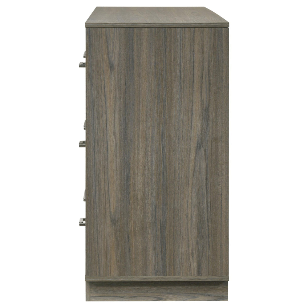 Fene Wide Dresser 9 Storage Drawers with Nickel Bar Handles Gray BM328692