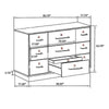 Fene Wide Dresser 9 Storage Drawers with Nickel Bar Handles Gray BM328692