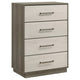 Fene Tall Dresser Chest, 4 Storage Drawers, Nickel Bar Handles, Gray