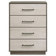 Fene Tall Dresser Chest 4 Storage Drawers Nickel Bar Handles Gray BM328693