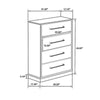 Fene Tall Dresser Chest 4 Storage Drawers Nickel Bar Handles Gray BM328693